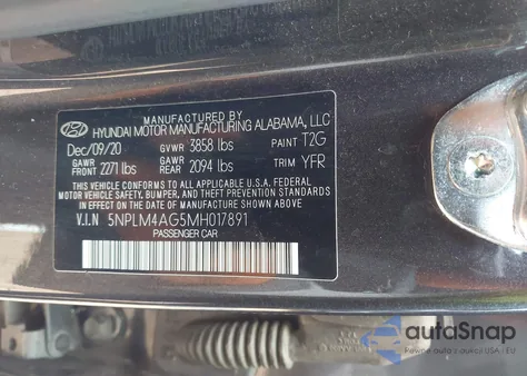2021 Hyundai Elantra Sel from USA, damaged, VIN 5NPLM4AG5MH017891